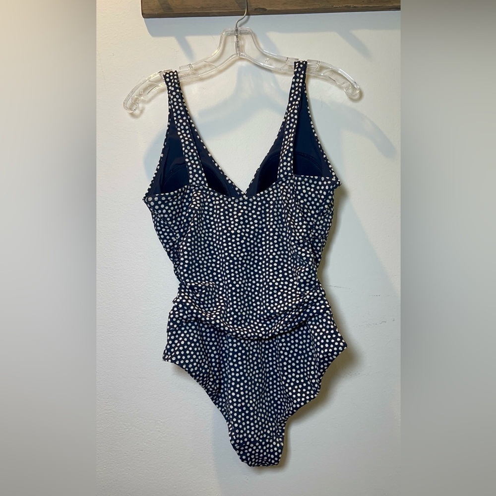 Boden size 10 R Talamanca Swimsuit blue and white polka dots - Picture 2 of 4